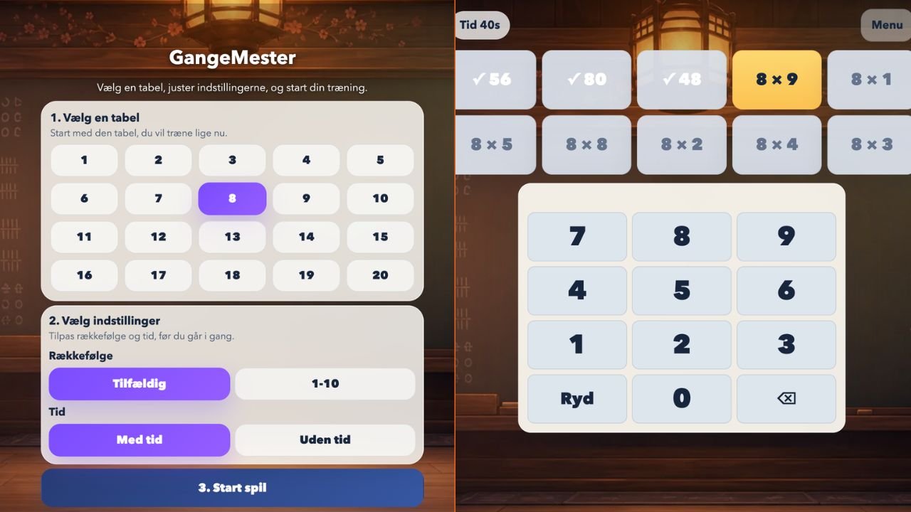 GangeMester – træning af gangetabeller i et Matematik Ninja spil